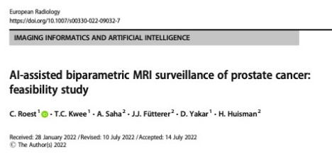 European?Radiology：人工智能輔助雙參數(shù)MRI的前列腺癌監(jiān)測(cè)
